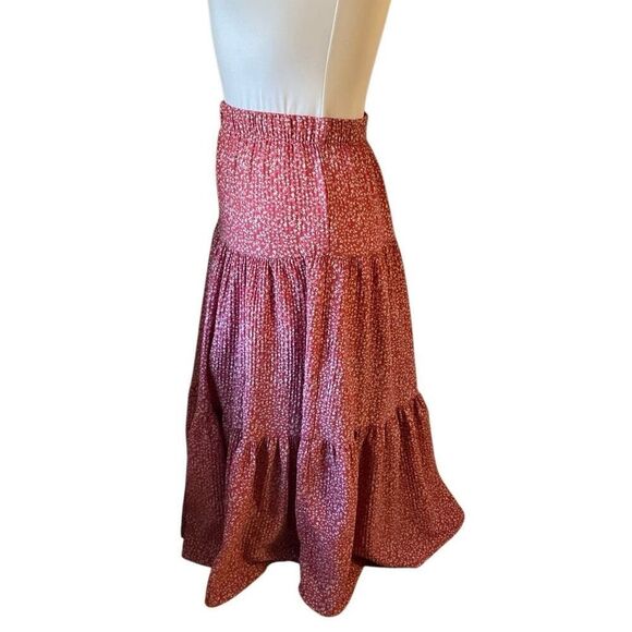 Pink Floral Three Tier Maxi Skirt, Small. Ultra feminine - Picture 9 of 9